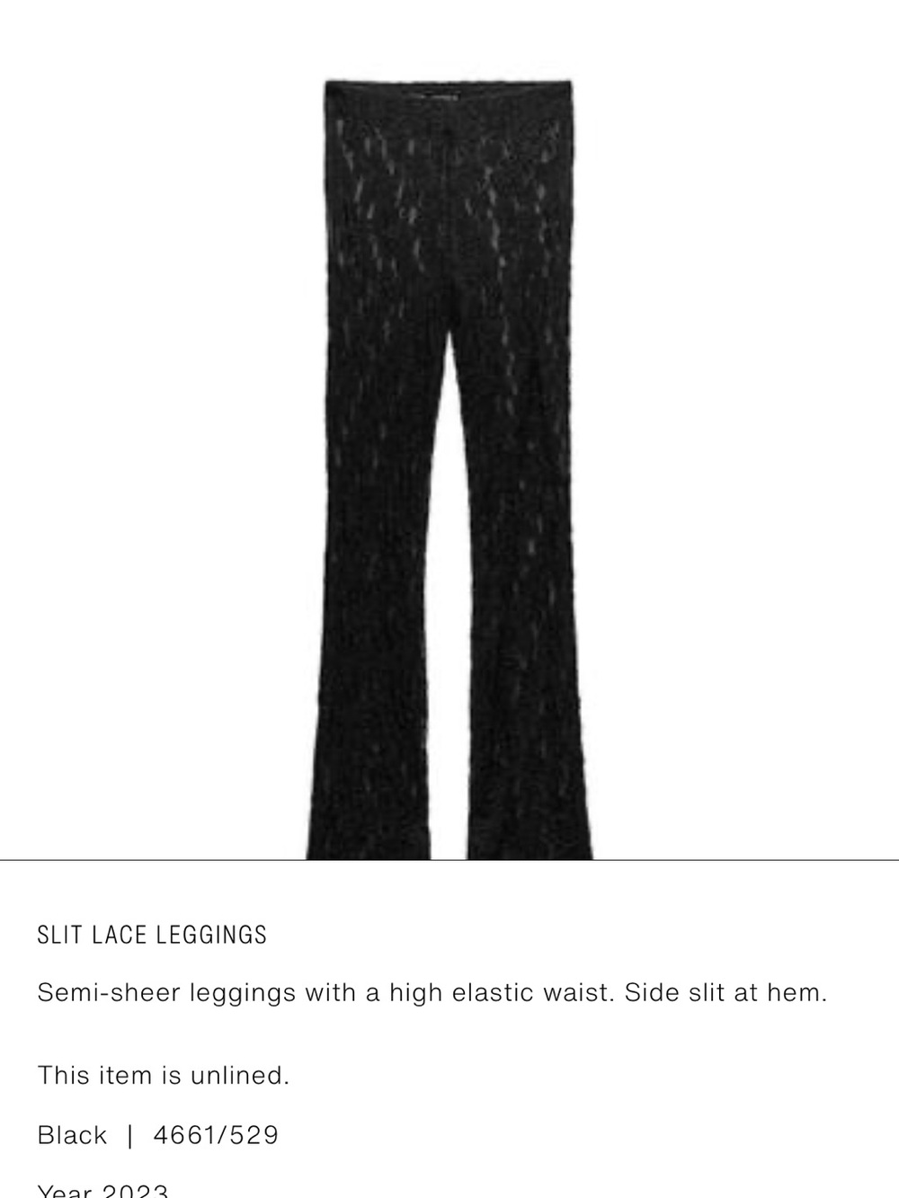 Zara Black Slit Lace Leggings